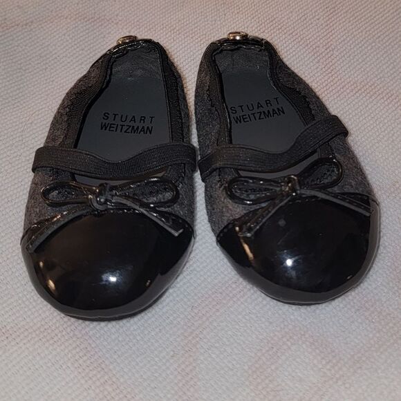 New Stuart Weitzman Legacy Black Patent & Gray Baby Shoes 3-6 Months Size 2 - Picture 2 of 11